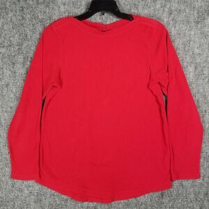Lands End Fleece Womens Medium 10-12 Red Polartec Pullover Oversized Lightweight